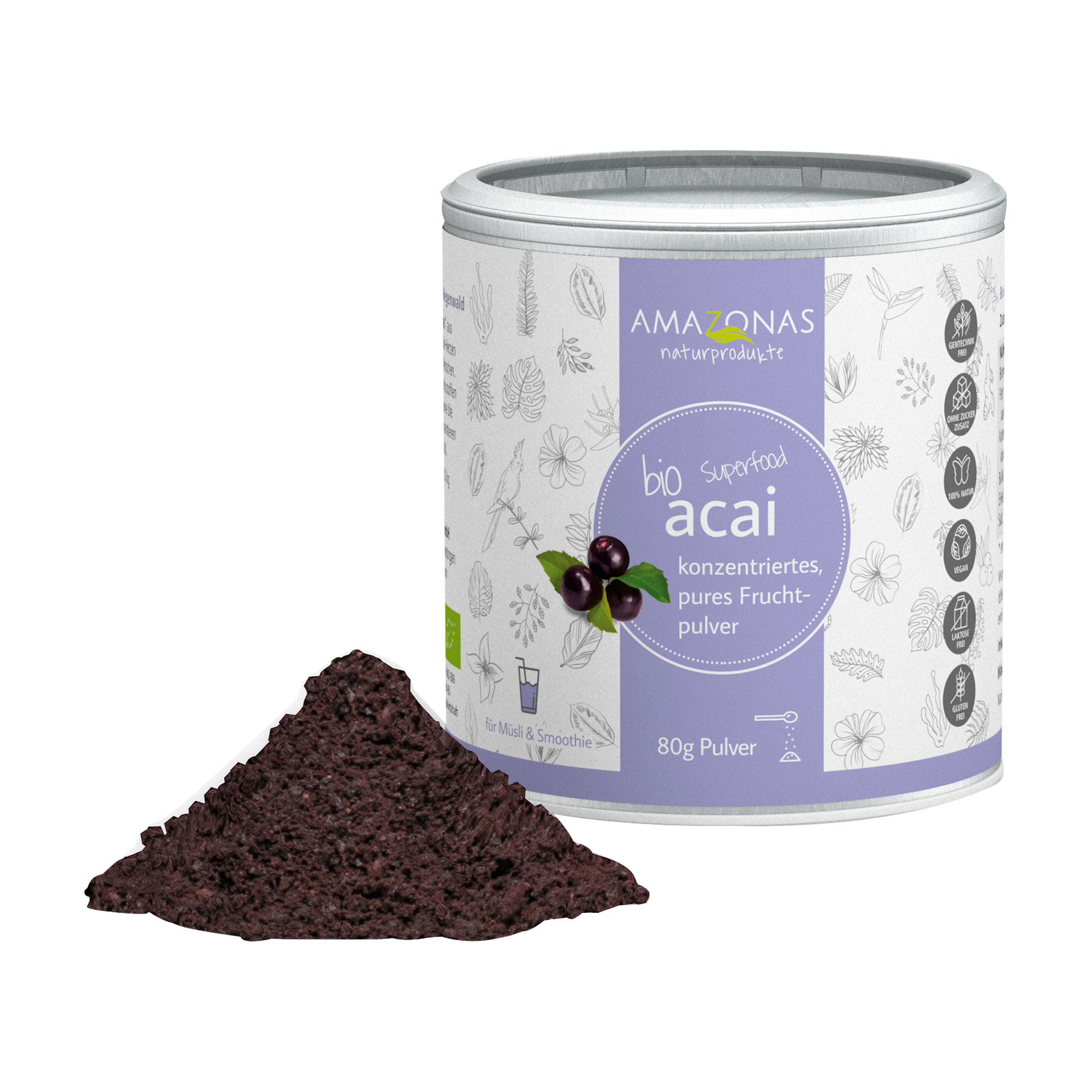 Acai 100% Bio Pulver ohne Trägerstoffe