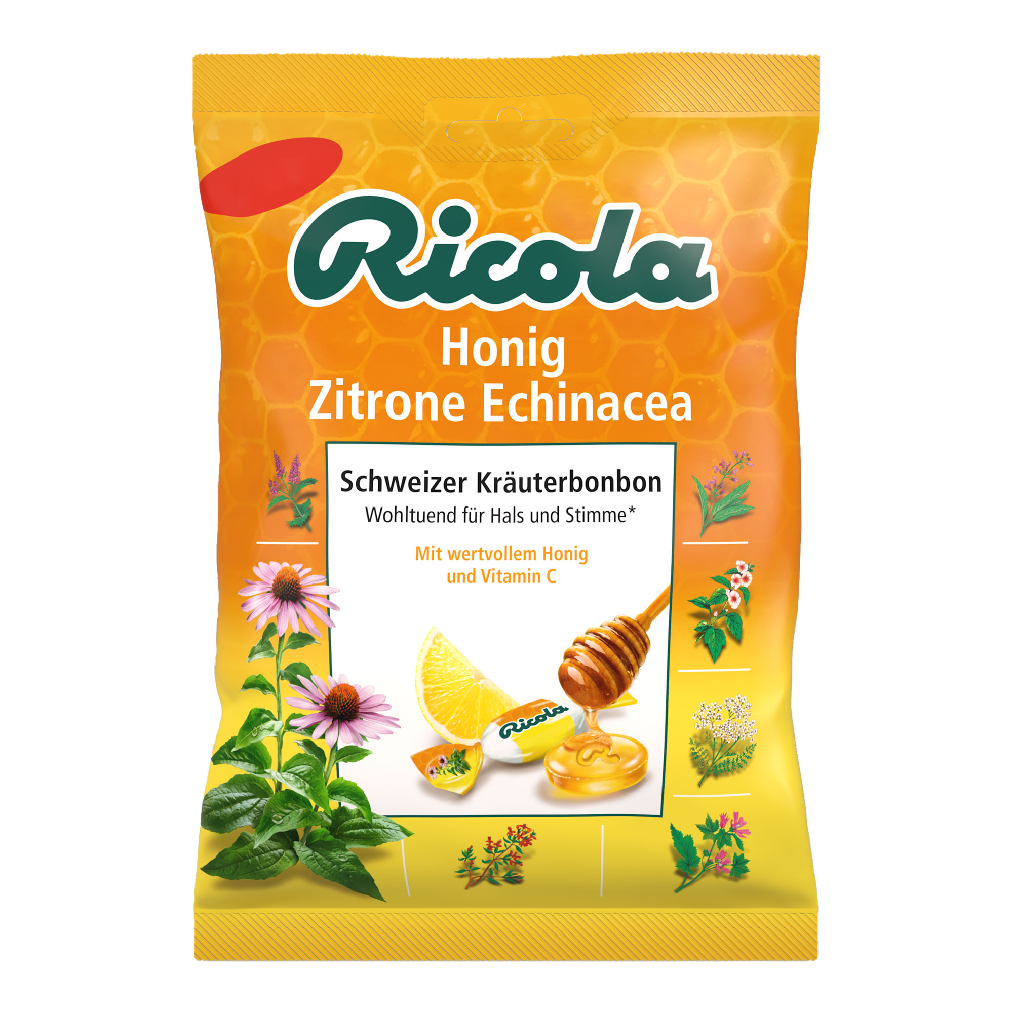 Ricola mit Zucker Beutel Echinacea Honig Zitrone Bonbons