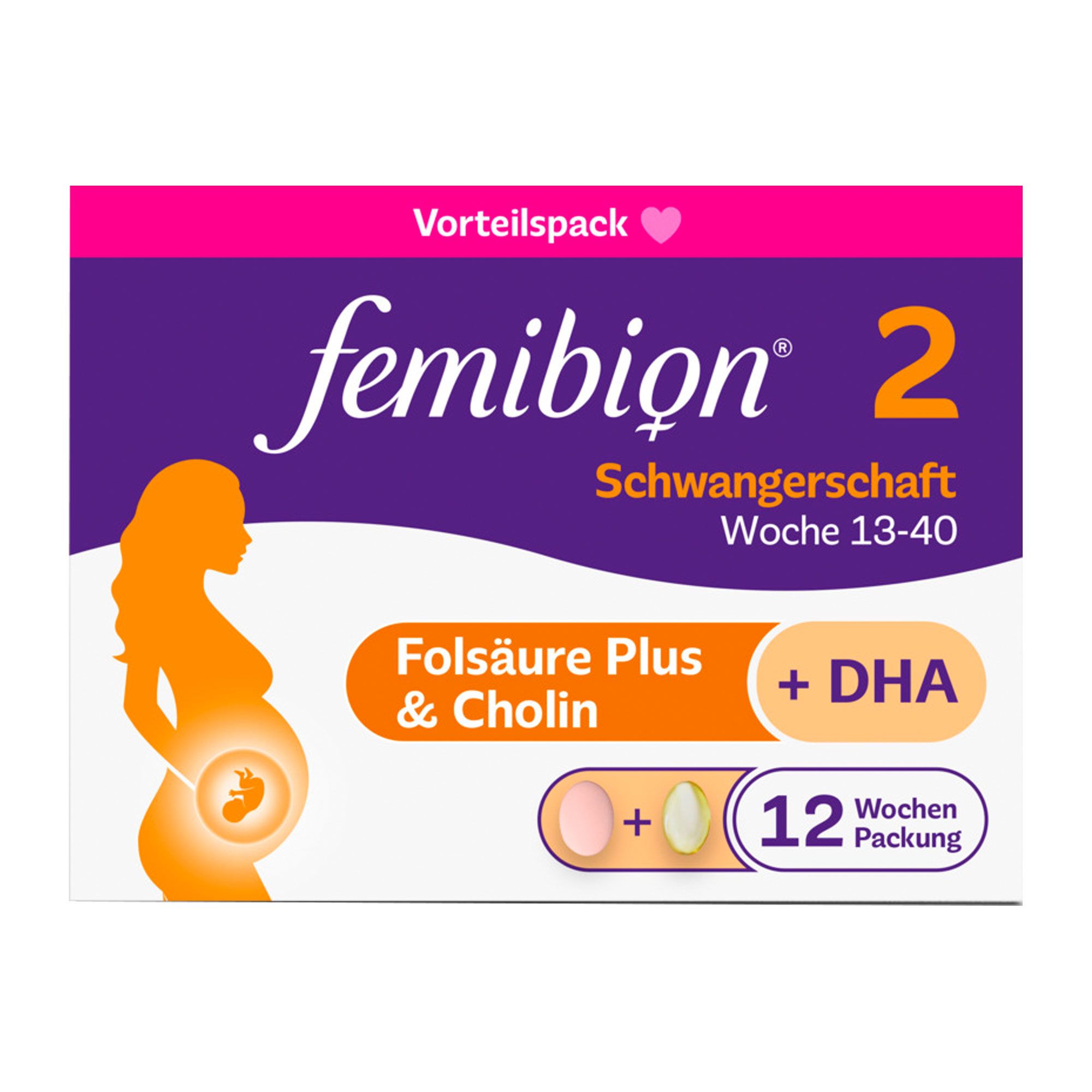 Femibion 2 Schwangerschaft in der 12-Wochen-Packung mit je 84 Tabletten und Kapseln