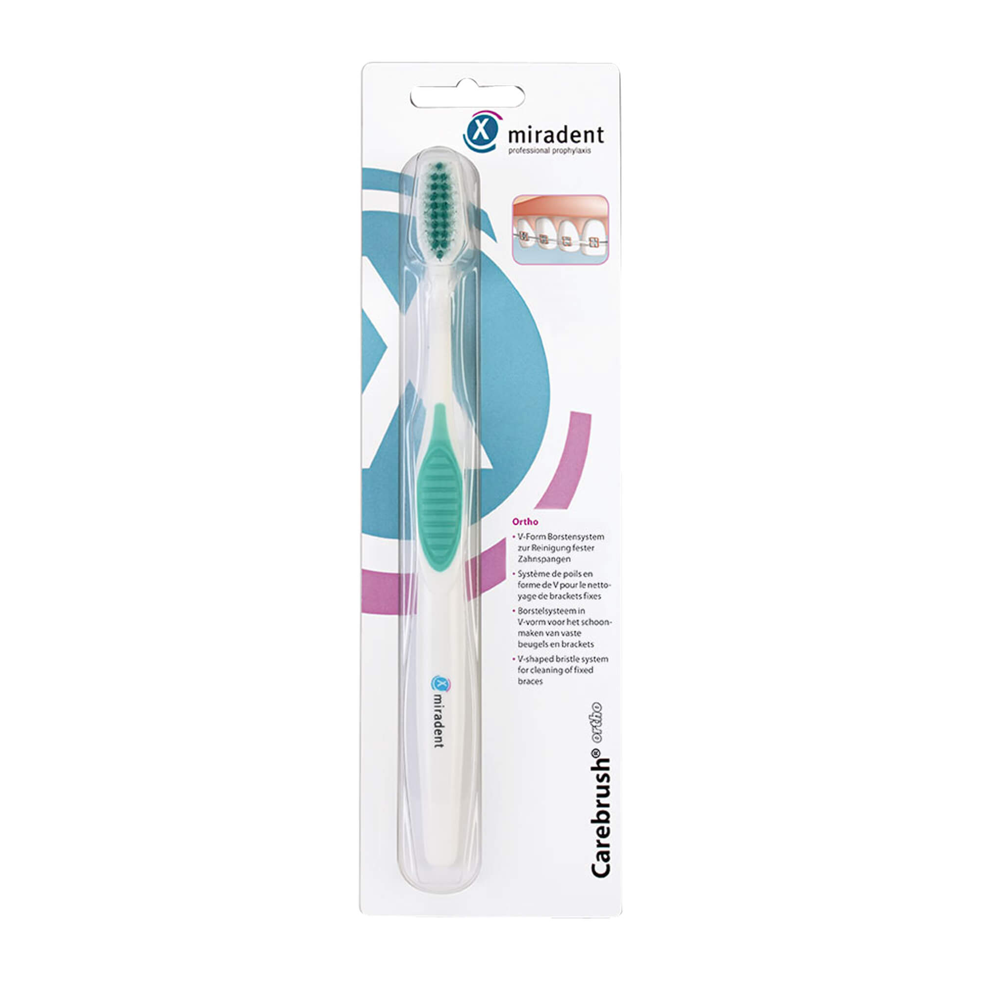 Miradent Carebrush Ortho Zahnbürste Weiß/Grün - None