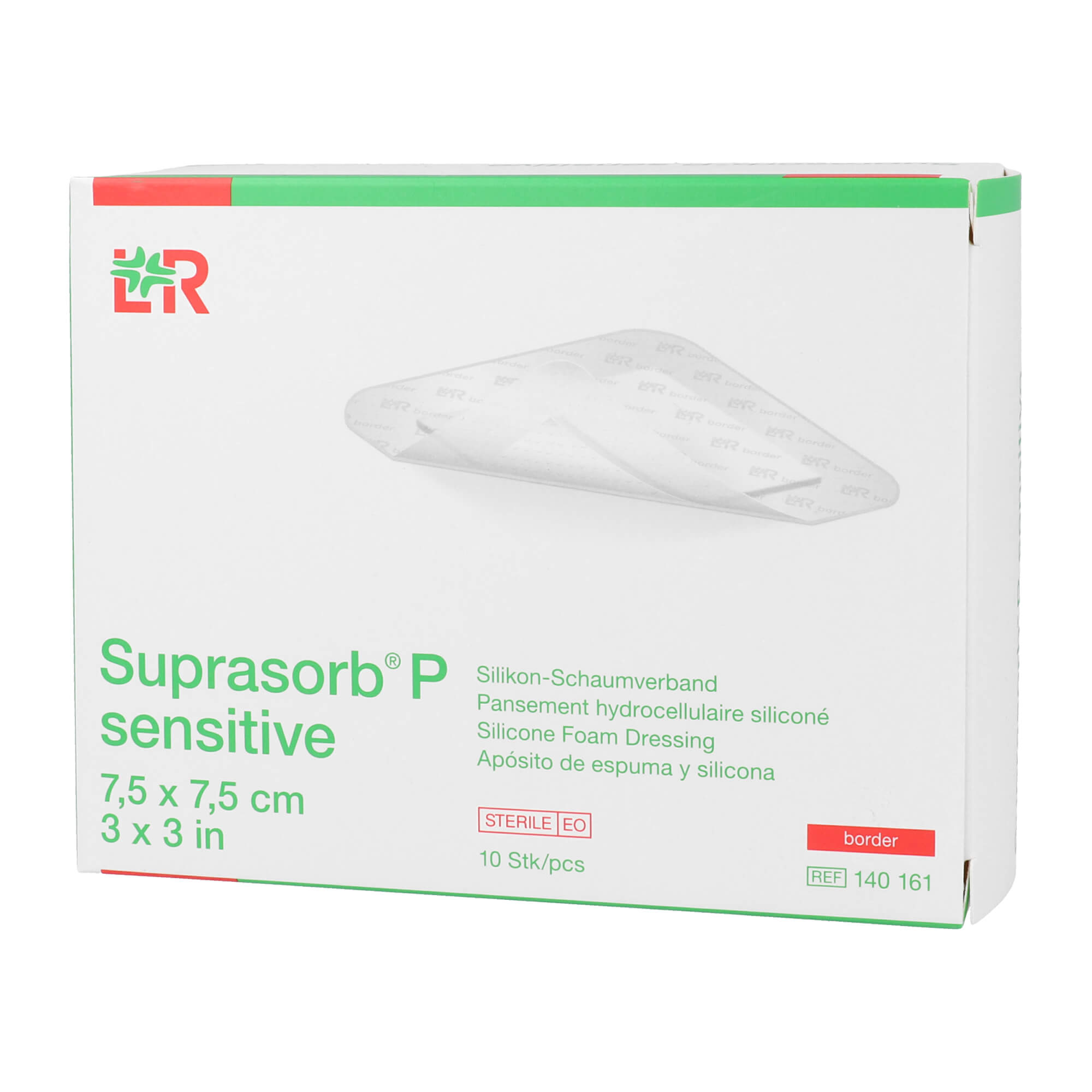 Suprasorb P sensitive PU-Schaumv.border 7,5x7,5cm