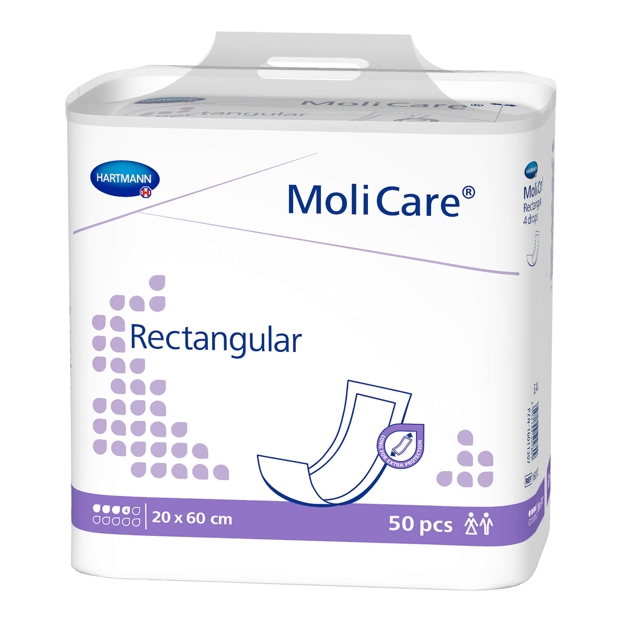 Molicare rectangular 4 Tropfen 20x60 cm 50 St Beutel