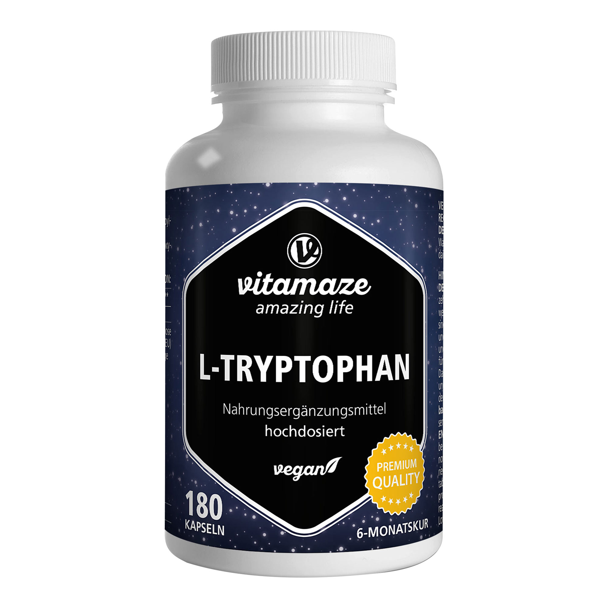 Vitamaze L-Tryptophan 500 mg hochdosiert Förderung von Schlaf und Regeneration 180 KAP