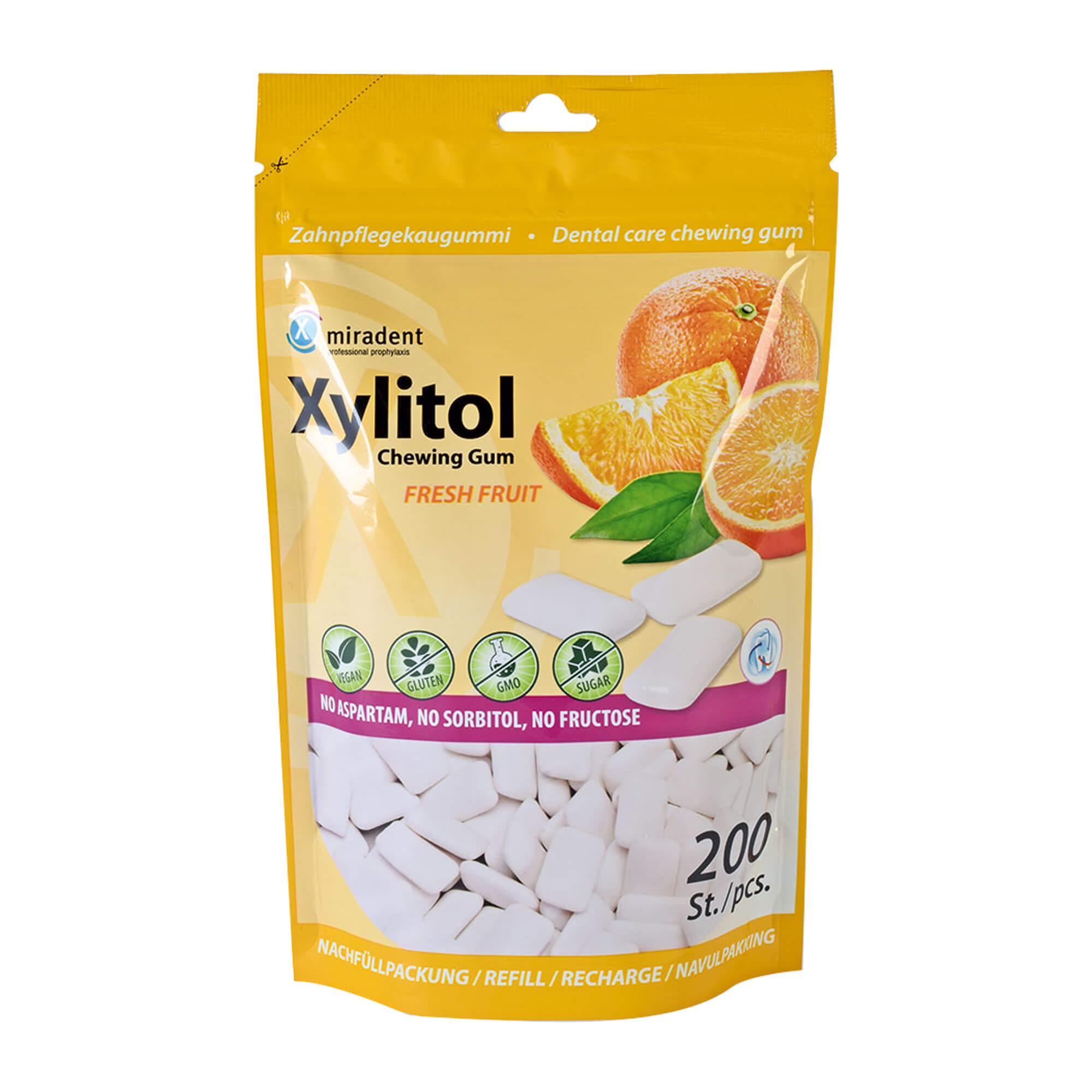 Miradent Xylitol Zahnpflegekaugummi freshfruit Ref