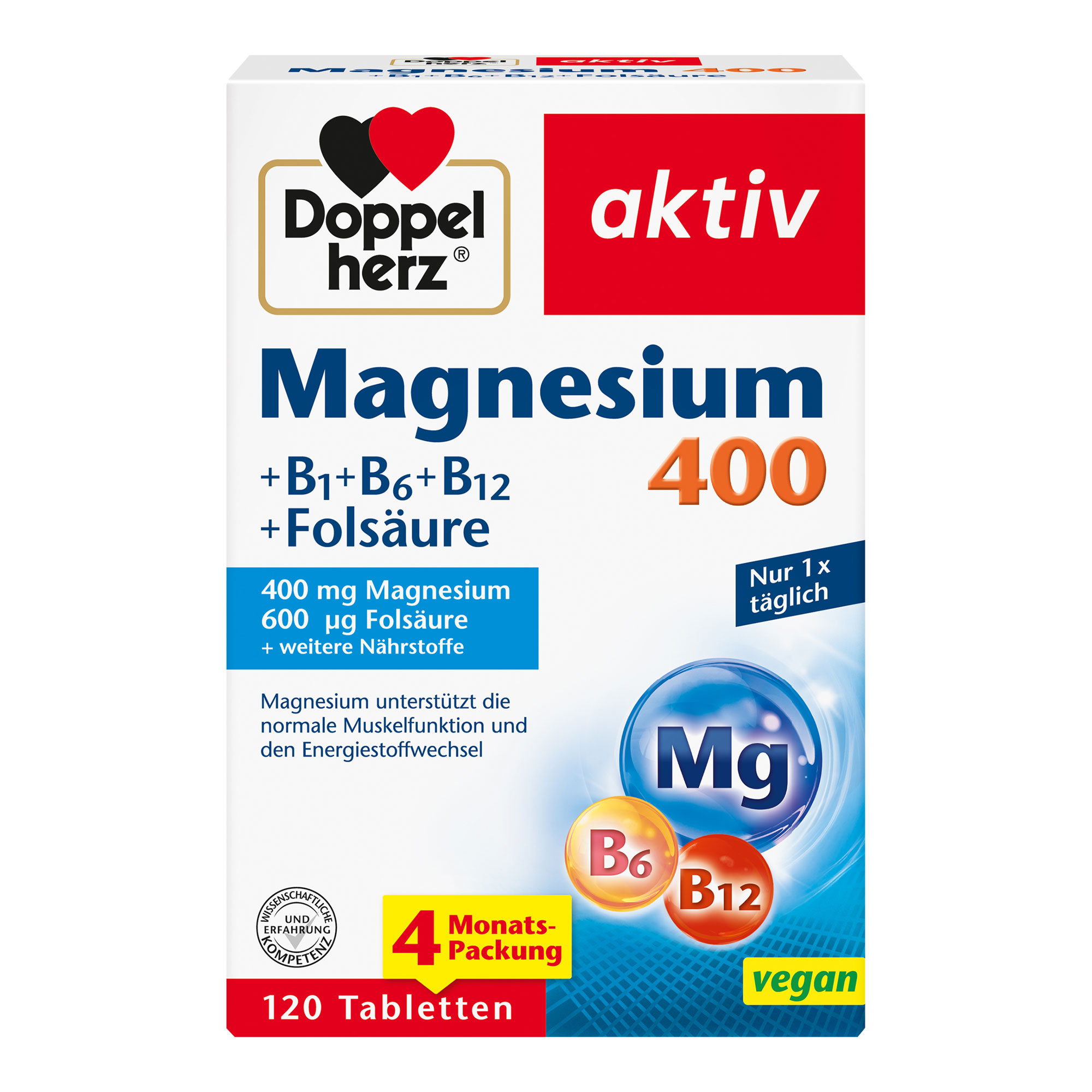 Doppelherz Aktiv Magnesium 400+B1+B6+B12 Folsäure - None