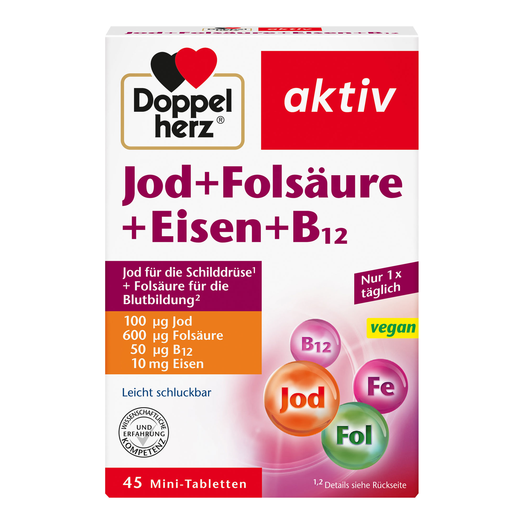 Doppelherz Aktiv Jod+Folsäure+Eisen+B12 Tabletten - None