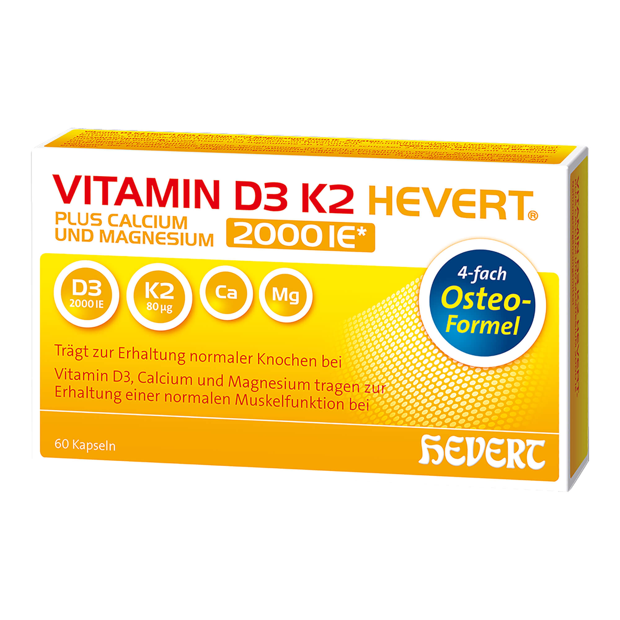 Vitamin D3 K2 Hevert plus Ca Mg 2.000 I.E. / 2 Kapseln