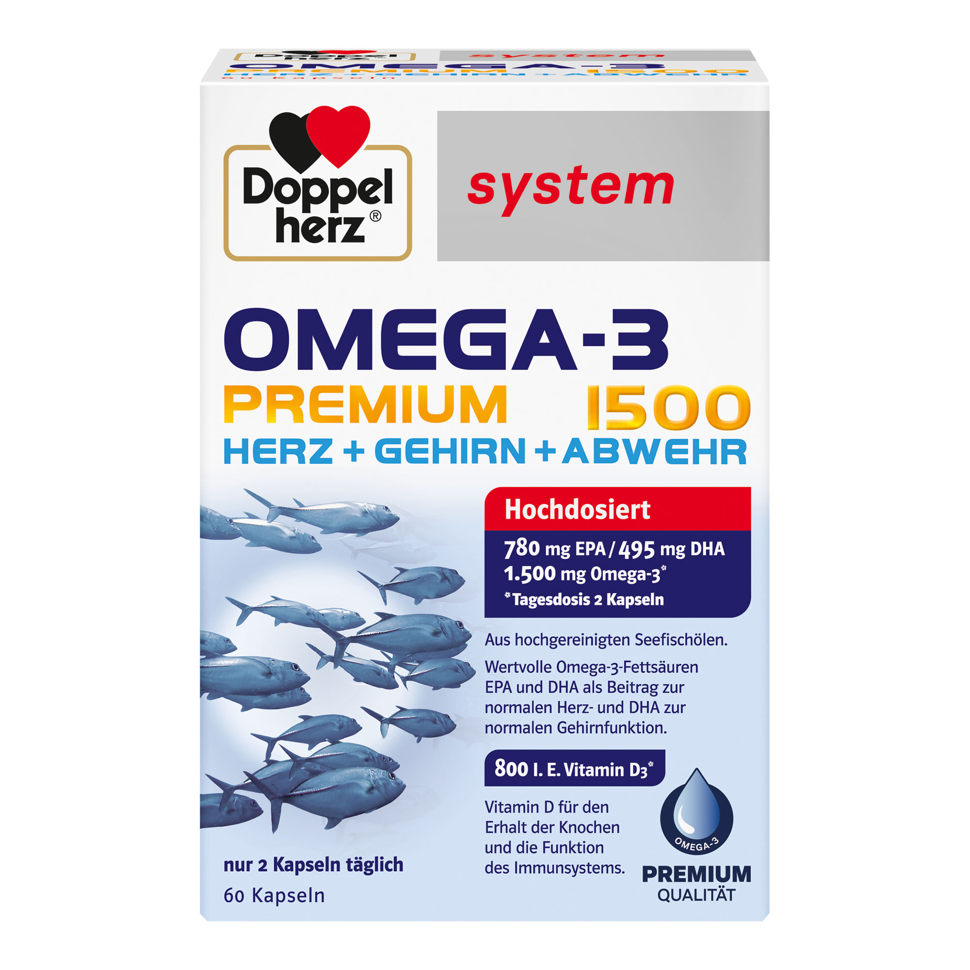 Doppelherz System Omega-3 Premium 1500 Herz+Gehirn+Abwehr - None