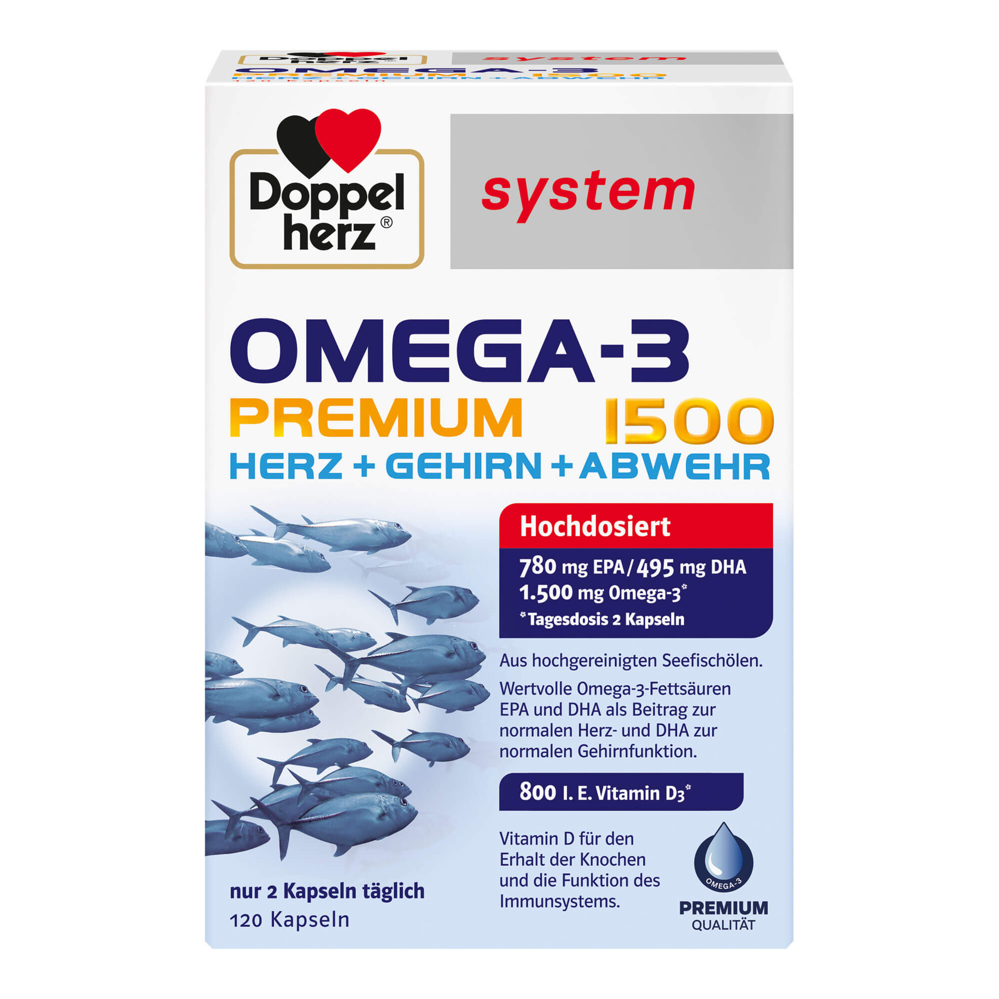 Doppelherz System Omega-3 Premium 1500 Herz+Gehirn+Abwehr - None