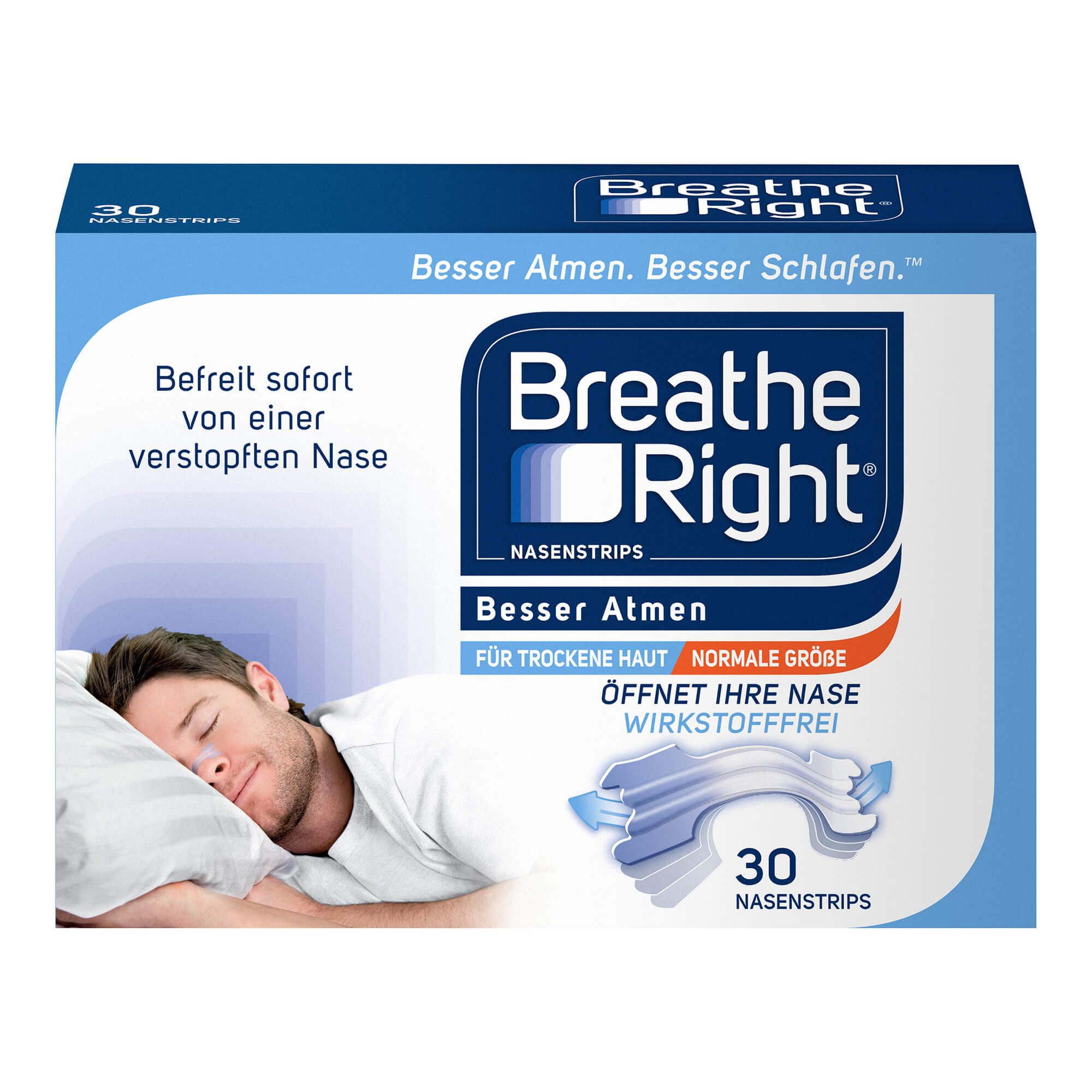 Besser Atmen Breathe Right Nasenpfl.normal transp. 30 St Pflaster