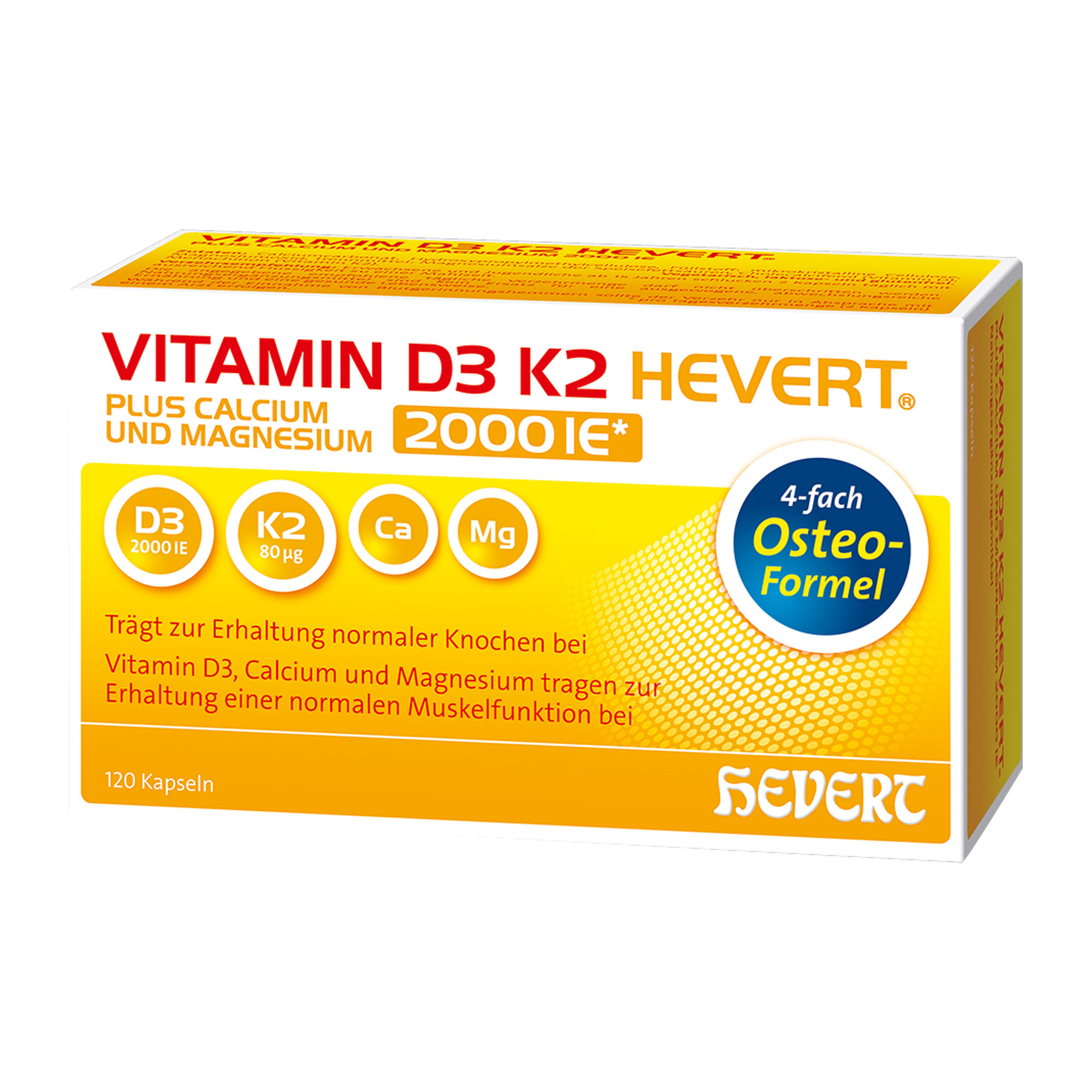 Vitamin D3 K2 Hevert plus Ca Mg 2.000 I.E. / 2 Kapseln