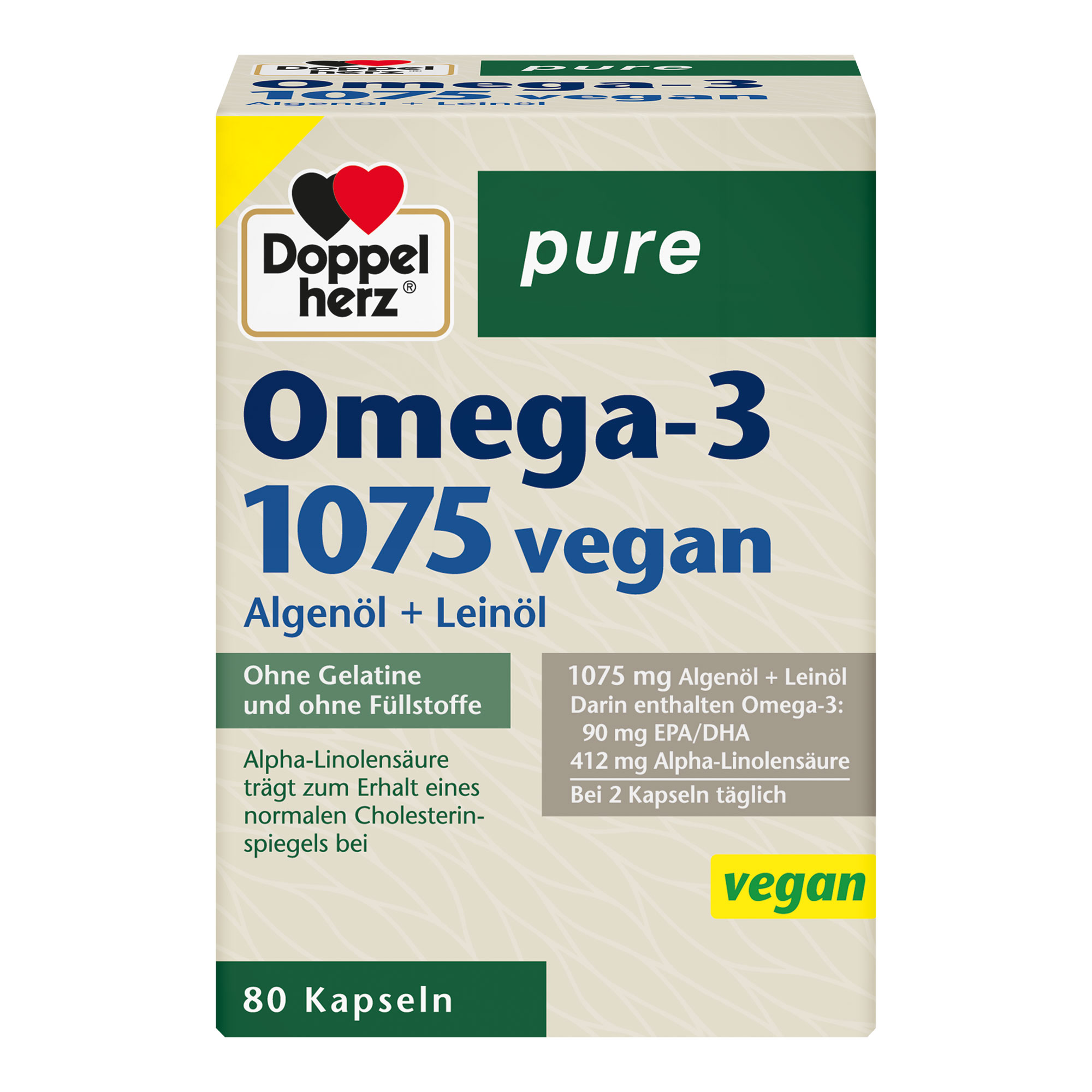 Doppelherz Omega-3 1075 vegan pure Kapseln