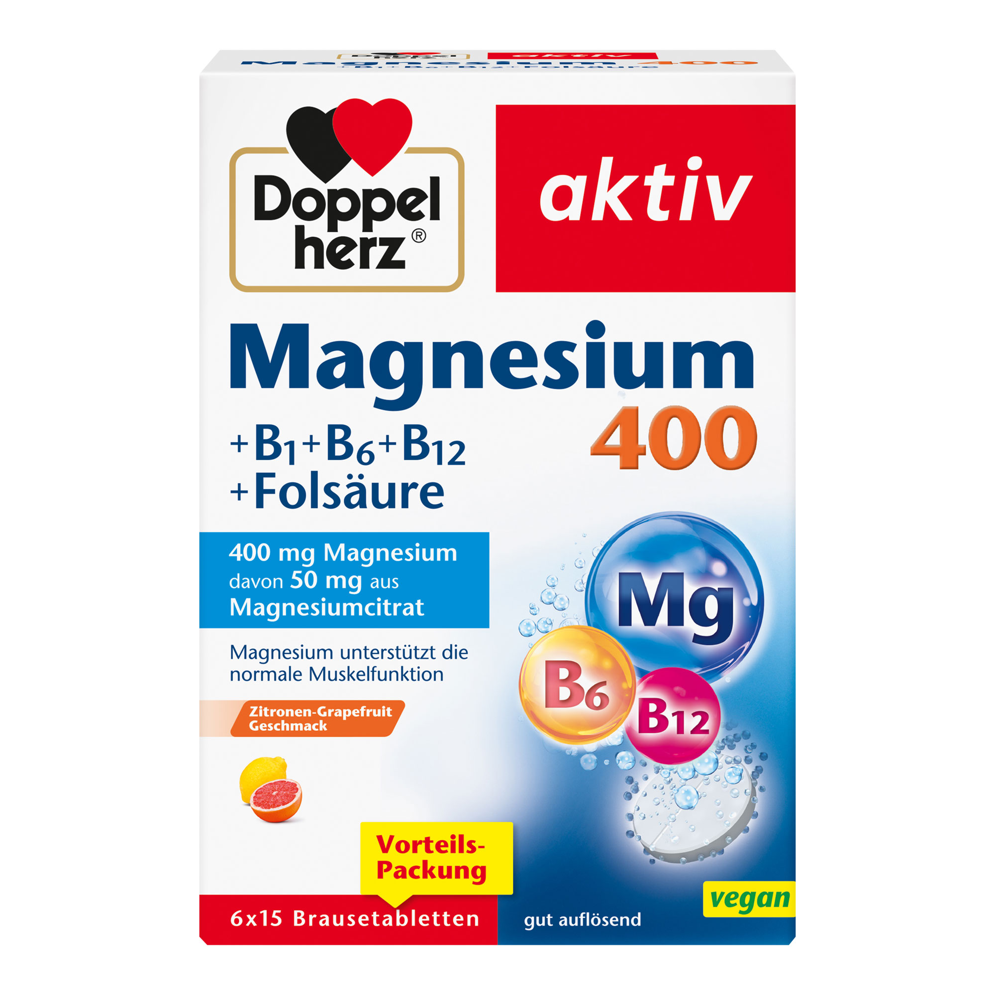 Doppelherz Magnesium 400+B1+B6+B12+Folsäure Brausetabletten