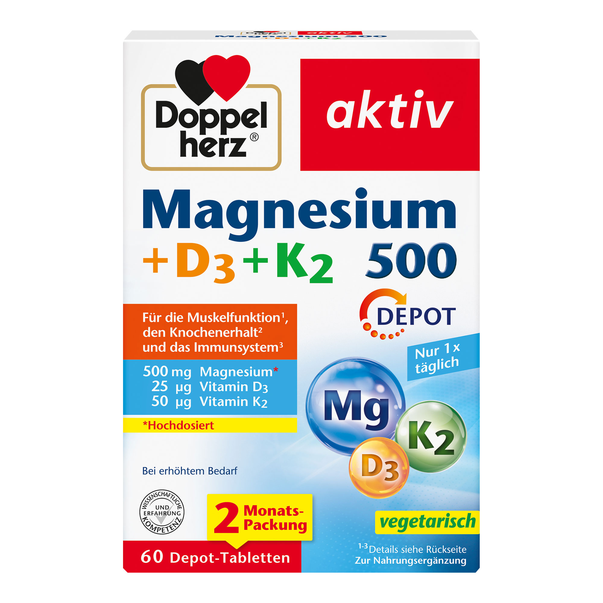 Doppelherz Magnesium 500 + D3 + K2 Depot Tabletten