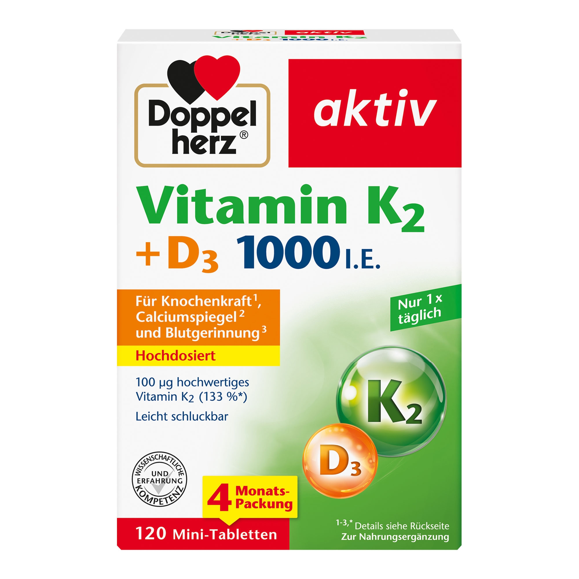 Doppelherz Aktiv Vitamin K2 + Vitamin D3 1000 I.E. Tabletten - None