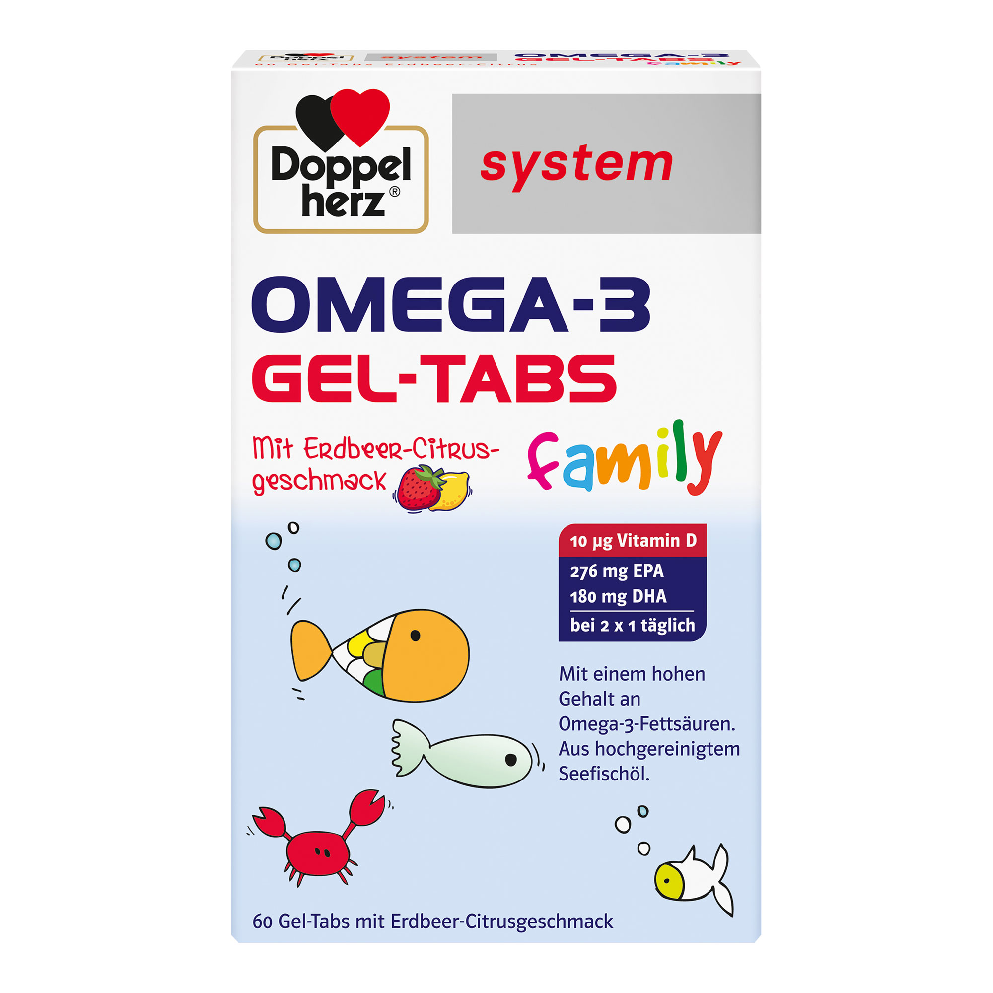 Doppelherz System Omega-3 Gel-Tabs Family Erdbeer-Citrus - None